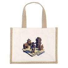 aerial view a natural reyna custom natural cotton tote bag - 4- color heat transfer, image 1 of 4