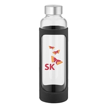 aerial view a black tioga glass water bottle 20 oz, image 1 of 5