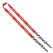 a group of 3/4 2- ended dye - sublimated lanyard with metal crimp and metal swivel snap