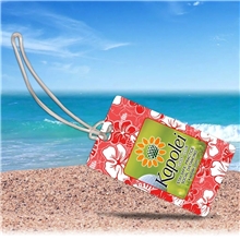 a group of 4 color process slip - in pocket luggage tag