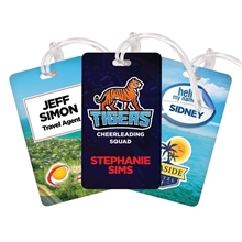 a group of 2.5 x 4.25 deluxe full color luggage tag