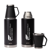 aerial view a group of perka(r) rover 51 oz double wall, stainless steel growler w / cup, image 1 of 2