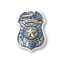 aerial view a custom kids police badge sticker, image 1 of 2