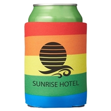 aerial view a rainbow rainbow pride folding can cooler, image 1 of 3