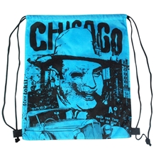 aerial view a custom 210d drawstring bag 2 sides full color printed 15 x 18, image 1 of 2