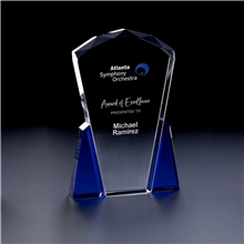 a group of facet top award with blue accents