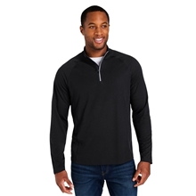 aerial view a black/ carbon core365 - mens origin performance pique quarter - zip pullover, image 1 of 10