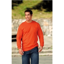 a group of port company(r) tall long sleeve essential t - shirt with pocket