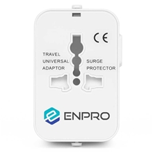 aerial view a white universal international travel adapter, image 1 of 6