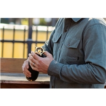 aerial view a black/golden spiglo 750 ml double wall bottle, image 1 of 2