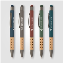 aerial view a group of bowie bamboo grip stylus pen, image 1 of 2