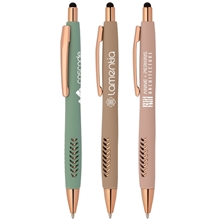 a group of avalon softy rose gold designer pen w / stylus pad print