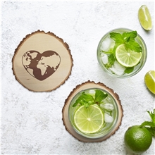 aerial view a group of wood coasters - tree slice, image 1 of 5