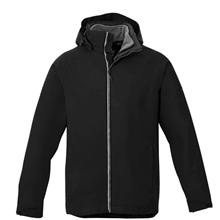 aerial view a black/heather dark charcoal (995) mens arlington waterproof 3- in -1 jacket, image 1 of 4