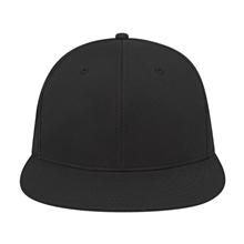 aerial view a black flexfit(r) full fabric performance cap, image 1 of 4
