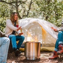 aerial view a group of solo stove ranger 2.0+ stand portable smokeless fire pit, image 1 of 4