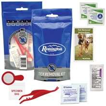 aerial view a blue comprehensive tick removal first aid kit, image 1 of 2