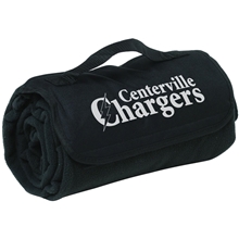 aerial view a black all - purpose stadium blanket, image 1 of 4