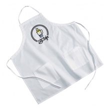 a white white poly / cotton twill bbq apron