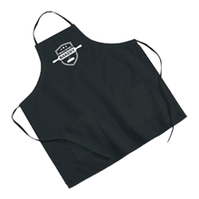 a black colored poly / cotton twill bbq apron