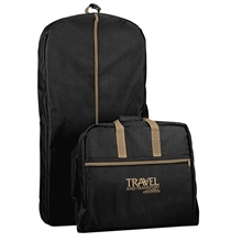 aerial view a black durable full - length zippered garment bag, image 1 of 3