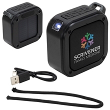 aerial view a black aria ipx6 waterproof solar - powered wireless speaker, image 1 of 5