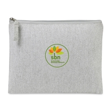 aerial view a light grey recycled cotton zippered pouch - aware(tm), image 1 of 3