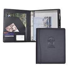 aerial view a black letter size padfolio w /3 ring binder, image 1 of 3