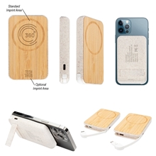a group of mag max bamboo wireless charger power bank