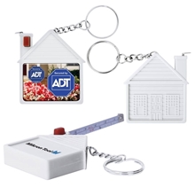 a group of house shaped 3 tape measure keychain