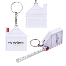 a group of house shaped 3 tape measure keychain