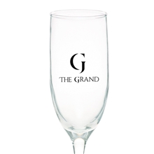 aerial view a clear 6.25 oz premiere champagne flutes, image 1 of 2