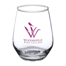 aerial view a clear 12 oz silicia stemless wine glasses, image 1 of 2