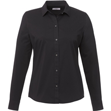 aerial view a black (995) untuckit bella long sleeve shirt - womens, image 1 of 4