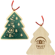 a natural-green layered wood ornament tree