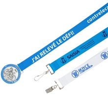 aerial view a group of silkscreened flat polyester lanyard 1 w x 36 l, image 1 of 4