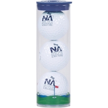 aerial view a group of 3 ball clear tube with wilson chaos golf balls, image 1 of 2