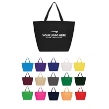 aerial view a group of the yaya non - woven bottom gusset shoppers budget tote bag - 13 x 19.5, image 1 of 2