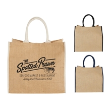 a group of the large jute tote with velcro closure