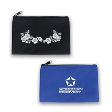 a group of zippered polyester pouch