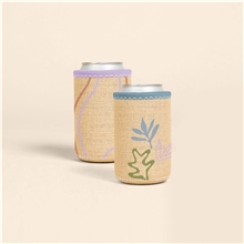 a group of liam burlap koozie neoprene can insulator