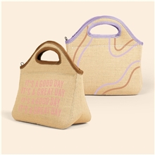 a group of klutch burlap neoprene lunch bag