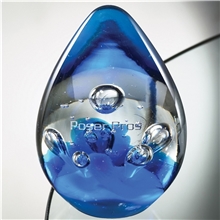 aerial view a clear/blue cobalt art glass award, image 1 of 2