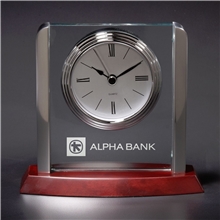 aerial view a rosewood/clear acrylic harvard executive desk clock, image 1 of 2