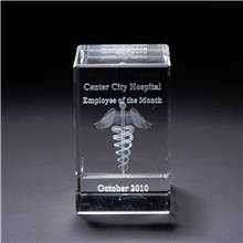 aerial view a clear 3d crystal block medium award, image 1 of 2