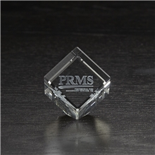 aerial view a clear small jewel cube 3d crystal award, image 1 of 2