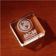 aerial view a clear 3d crystal square paperweight - small, image 1 of 2