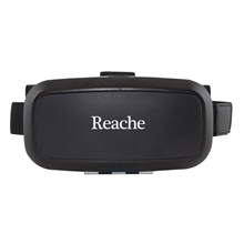 aerial view a black adjustable virtual reality viewer, image 1 of 2