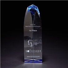 aerial view a clear/blue fairmont large optically perfect award, image 1 of 2