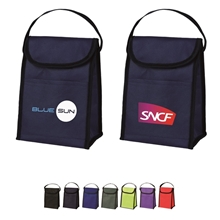 aerial view a group of non woven eco - friendly lunch bag 7.25 x 10, image 1 of 3